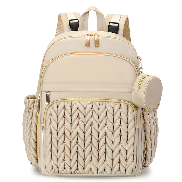 Chic Multi-Compartment Backpack with Stylish Braided Design Kalsten