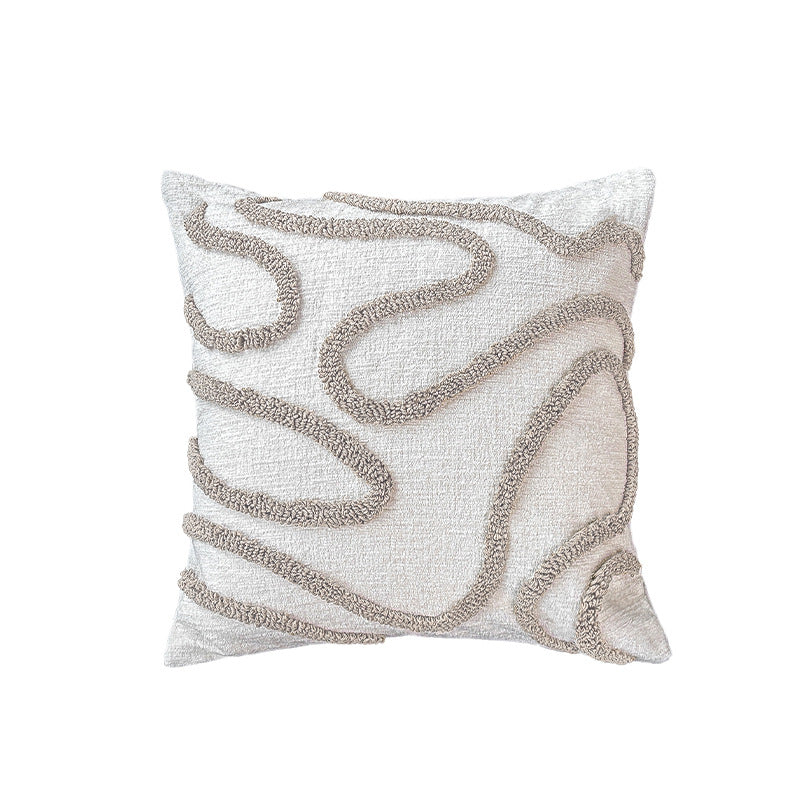 Rectangular cushion cover with woven linen look and decorative fringed edge Kalsten