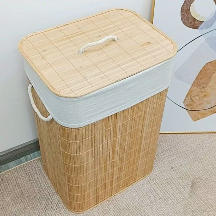 High-quality bamboo laundry container with lid Kalsten