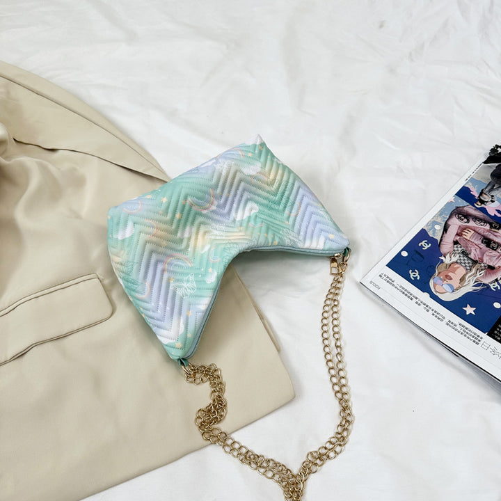 Quilted Chain-Detail Clutch Handbag