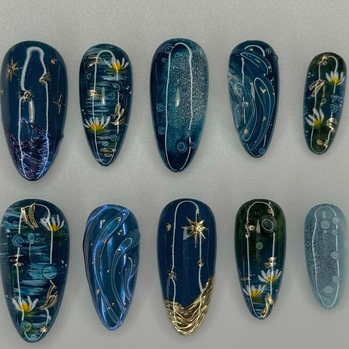 Artistic Ocean-Inspired Nail Art Set Kalsten