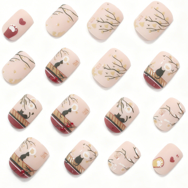 Artistic Cat-Themed Acrylic Nail Art Set Kalsten