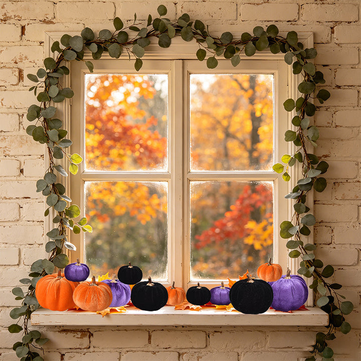 Samet-Pumpkin decorative figure with decorative stem