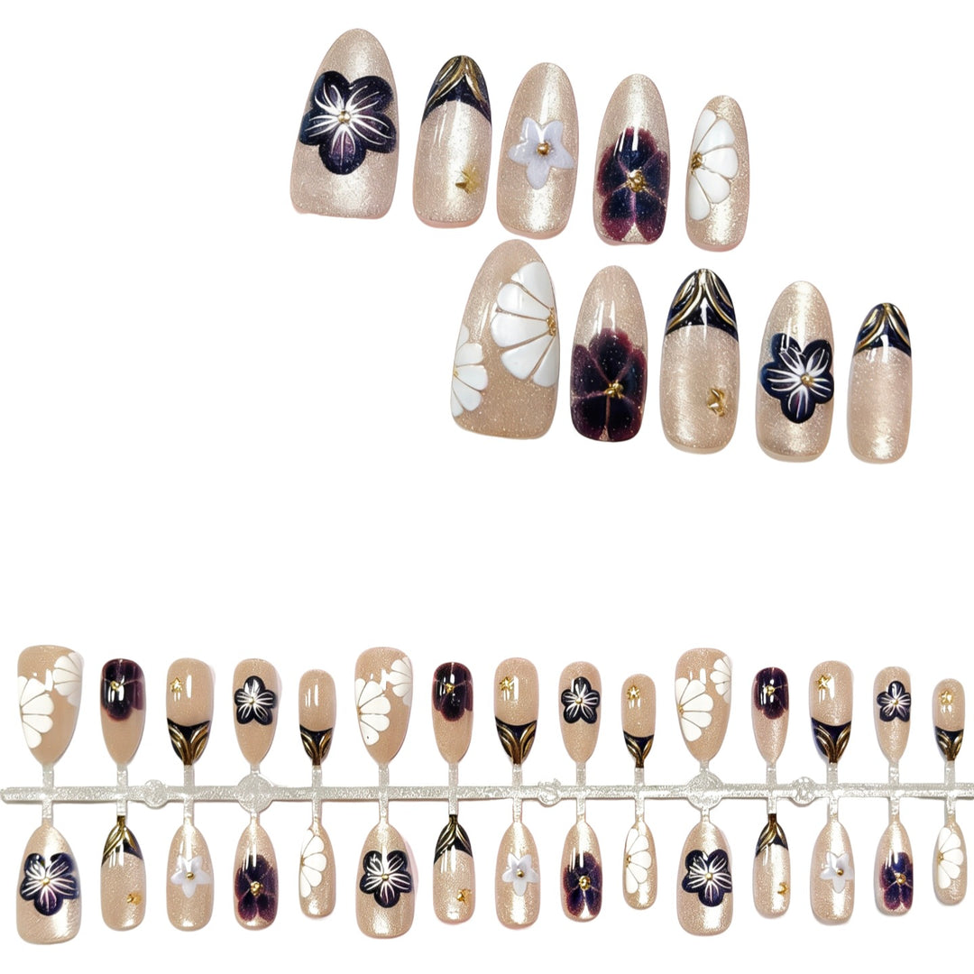 Artistic Floral Press-On Nail Set  1791645794
