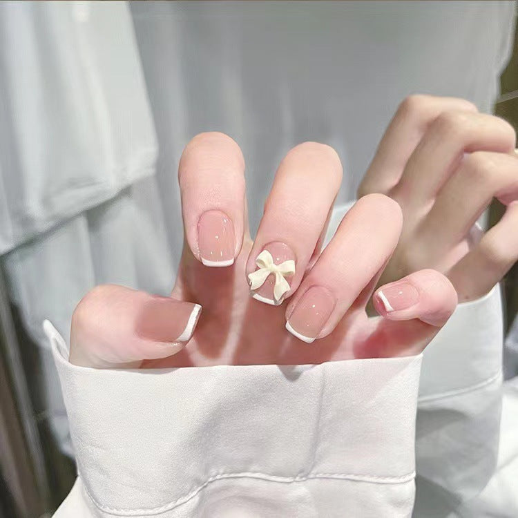 Decorative Bow-Embellished Press-On Nail Tips