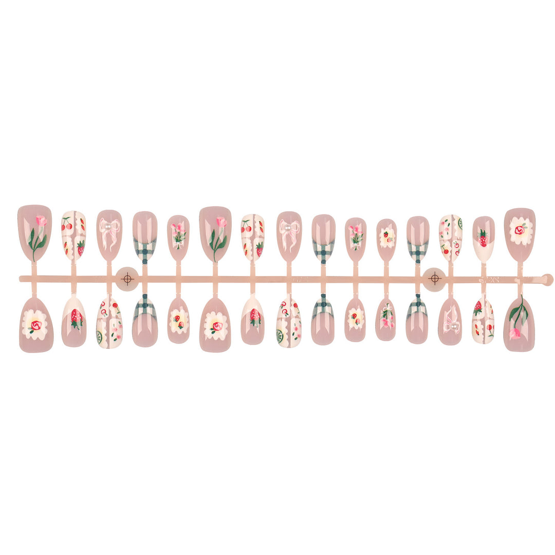 Floral Print Press-On Nail Art Set
