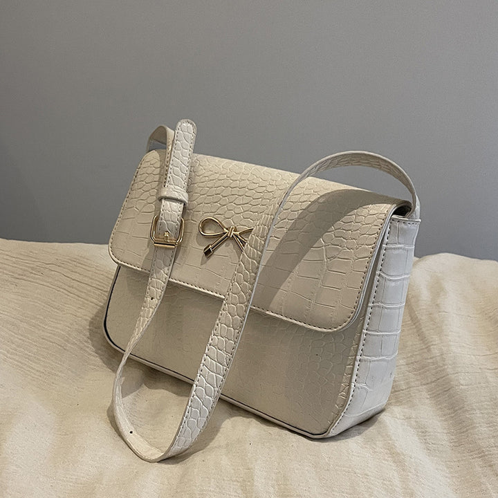Crocodile-Textured Crossbody Handbag