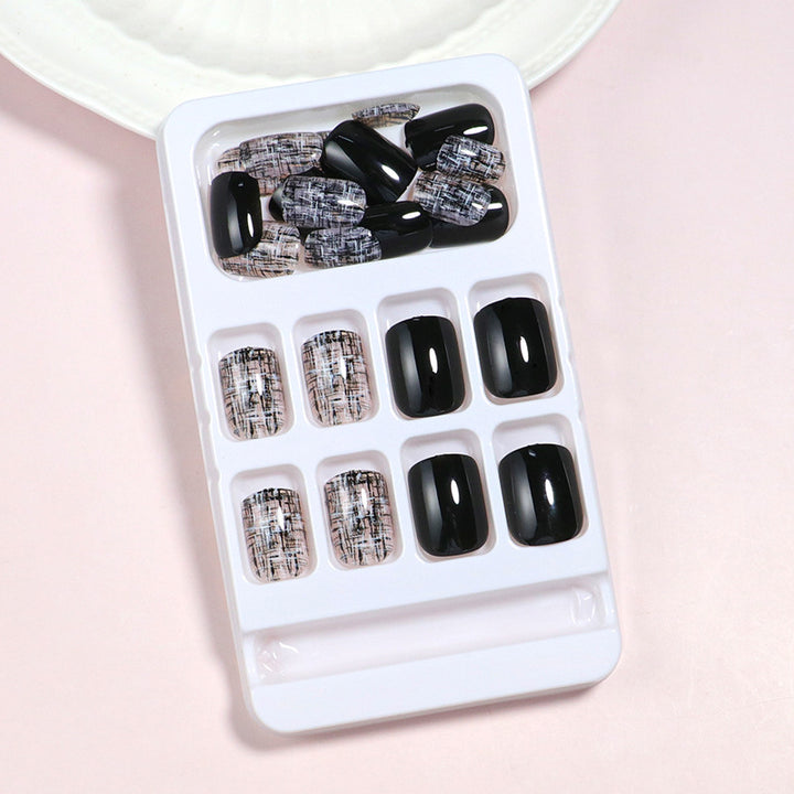 Glossy Artistic Press-On Nail Set with Abstract Design Kalsten