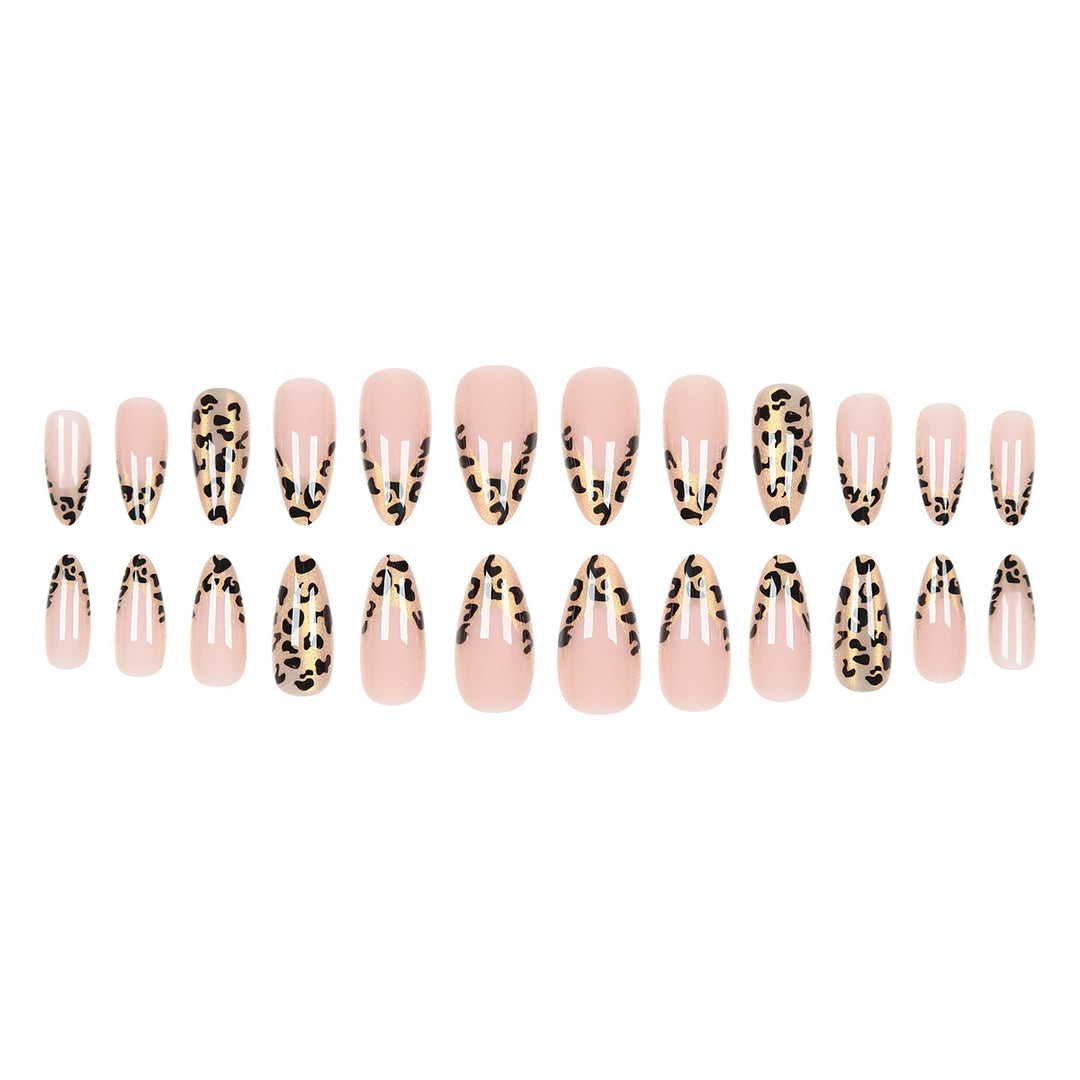 Artistic Stiletto Press-On Nails with Leopard Print Accents Kalsten
