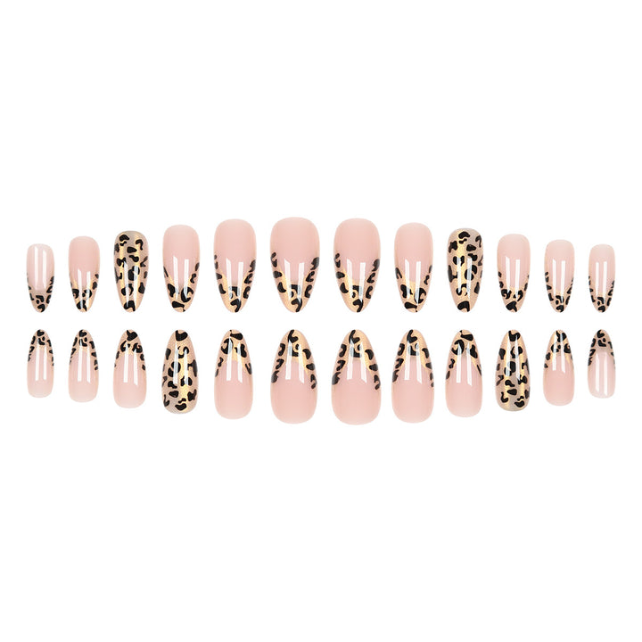 Artistic Stiletto Press-On Nails with Leopard Print Accents Kalsten