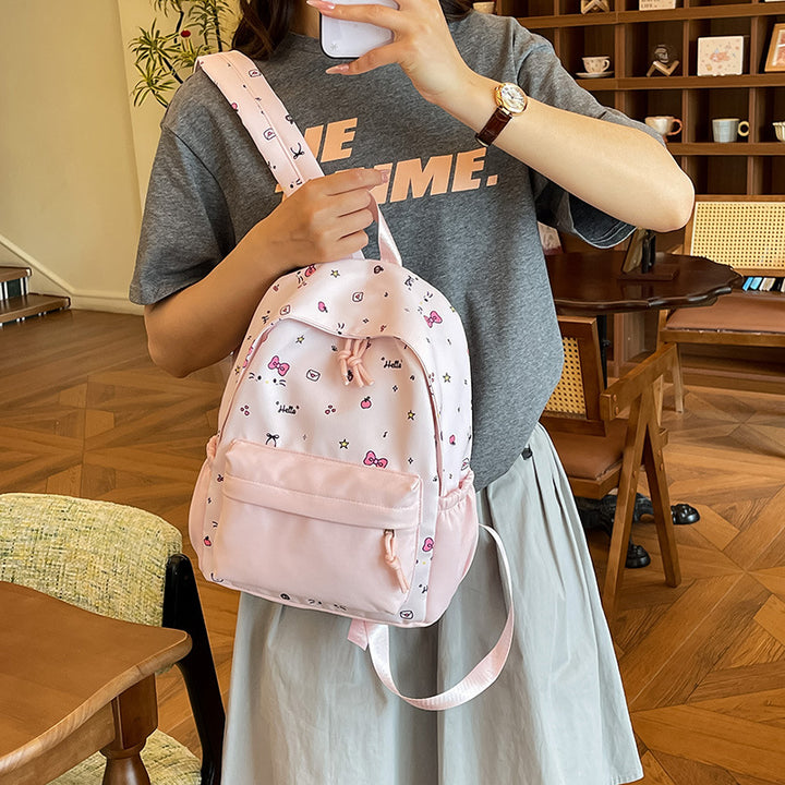 Cute everyday backpack with embroidered bows Kalsten