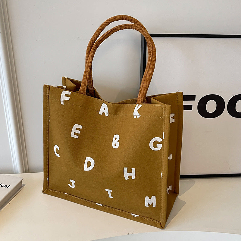 Alphabet Print Canvas Tote