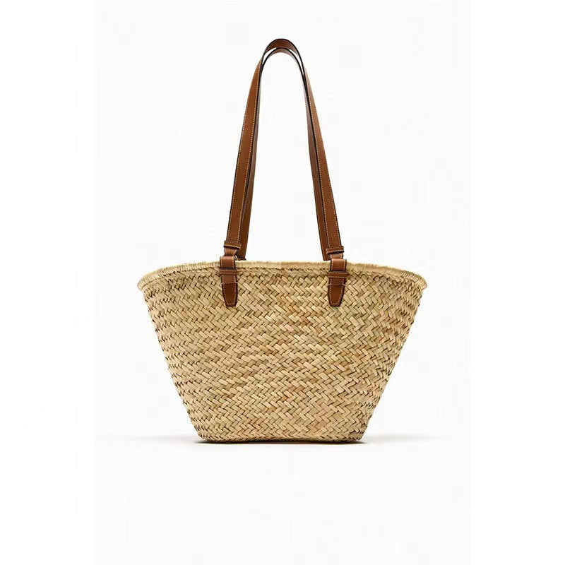 Elegant braided tote bag with leather handles Kalsten