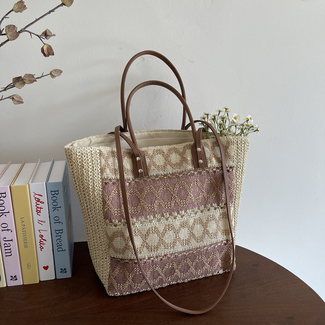 Woven Straw Market Tote Bag