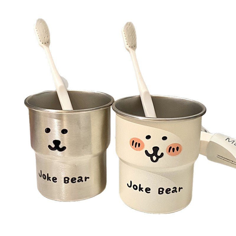 Stainless Steel Drinking Cup with Humorous Bear Motif Kalsten