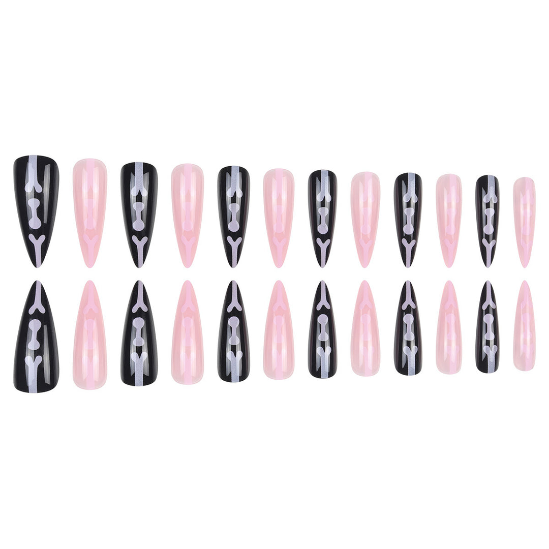 Artistic Stiletto Press-On Nails with Bone Design Kalsten