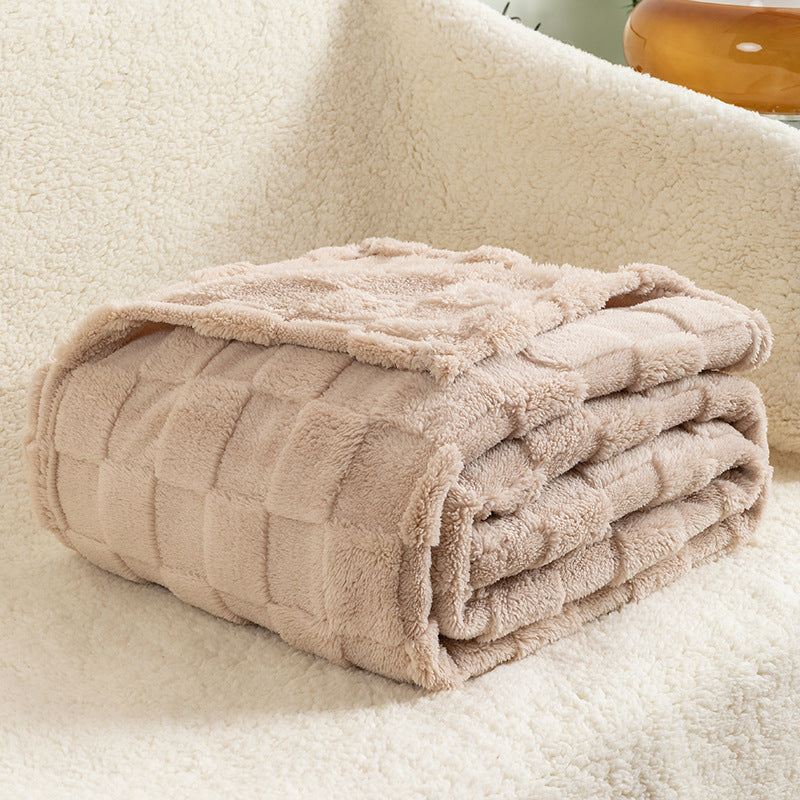 Luxurious Textured Fleece Throw Blanket Kalsten