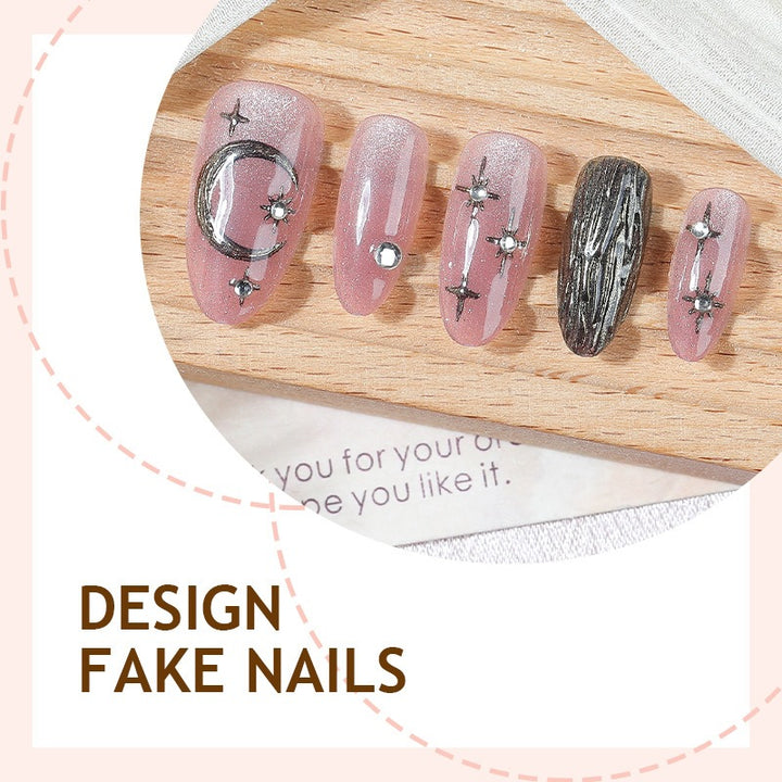 Artificial nail set with sparkling star and moon motifs Kalsten