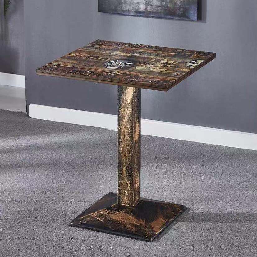 Vintage dining table with custom license plate design Kalsten