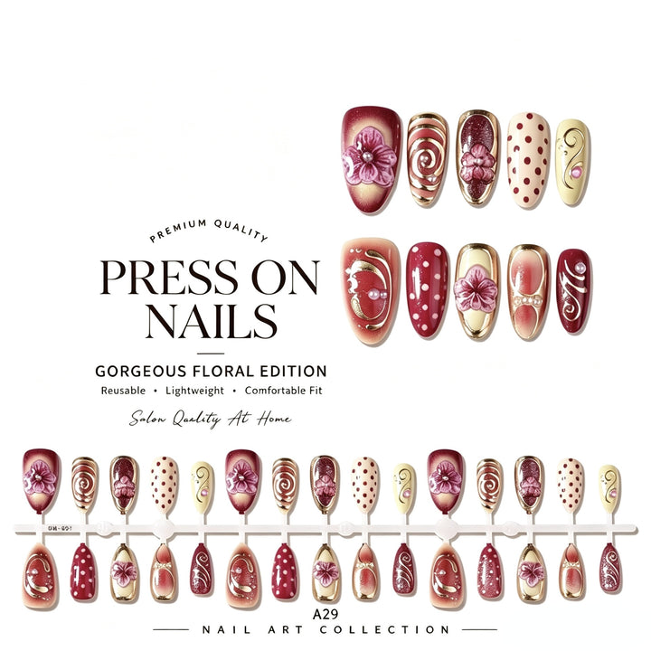 Reusable Floral Press-On Nails Set