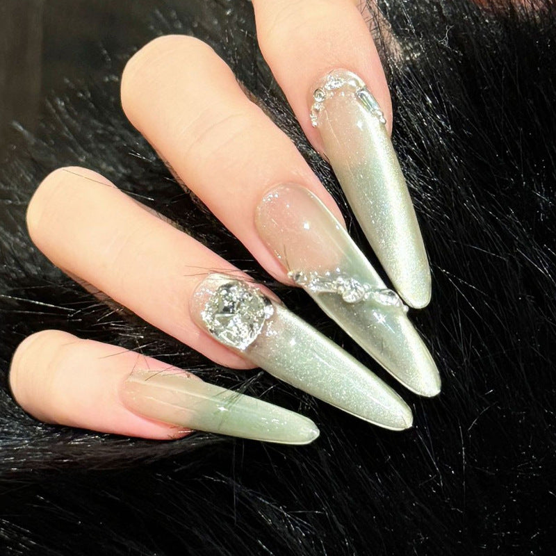 Premium Chic Press-On Nail Extensions with Gemstone Accents Kalsten
