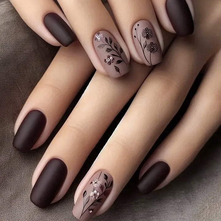 Elegant Floral Matte Nail Art Kalsten