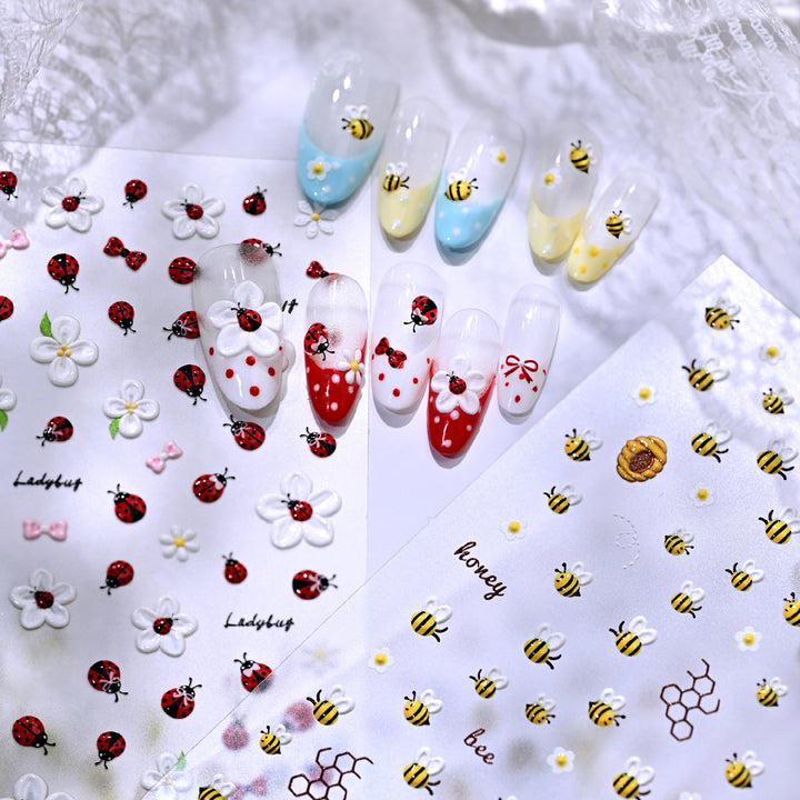 Bee-Themed Nail Art Sticker Set