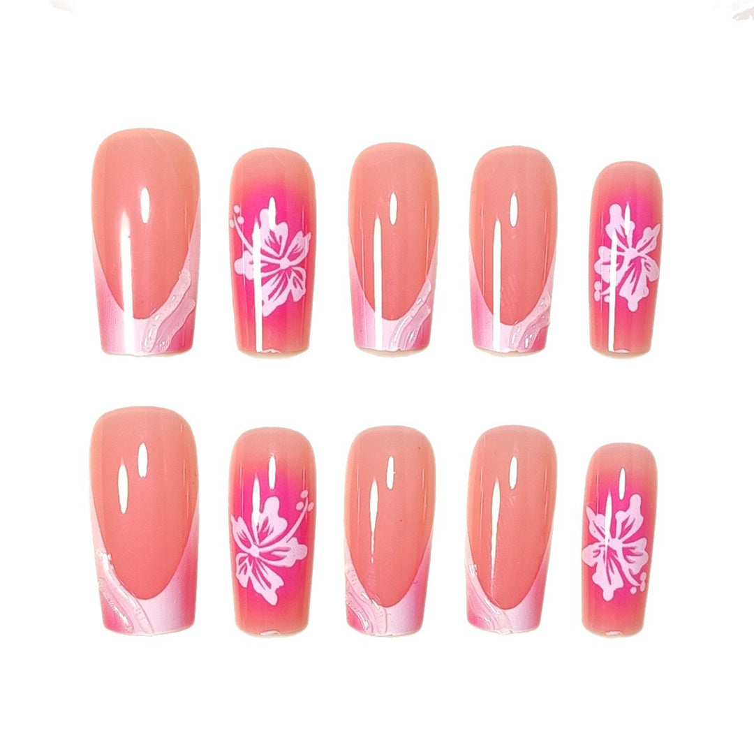 Artificial Nail Set with Floral Decorations Kalsten