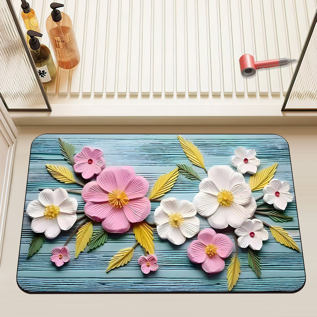 Luxurious Floral Design Bath Mat