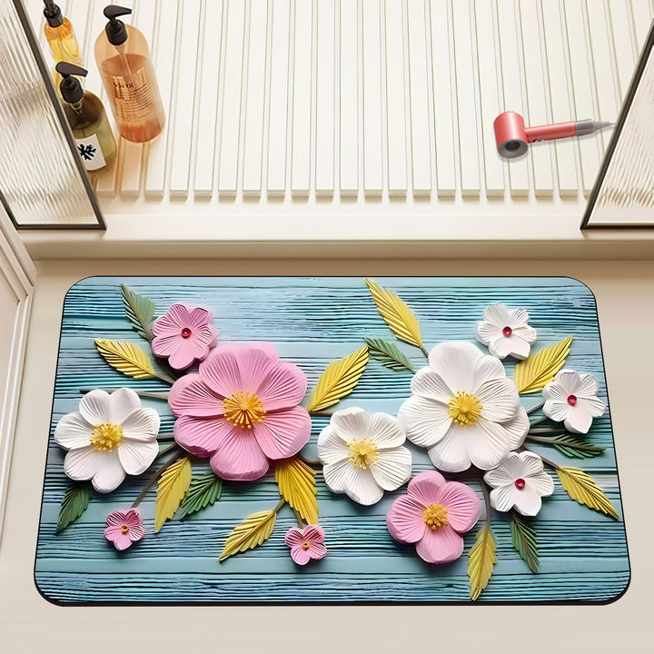 Luxurious Floral Design Bath Mat