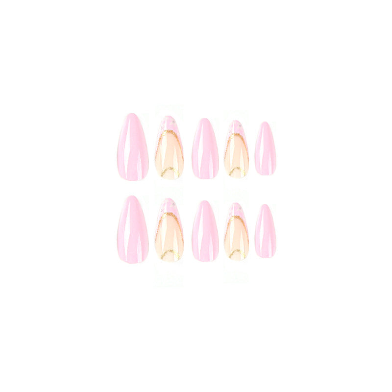 Elegant artificial nails with floral design and golden accents Kalsten