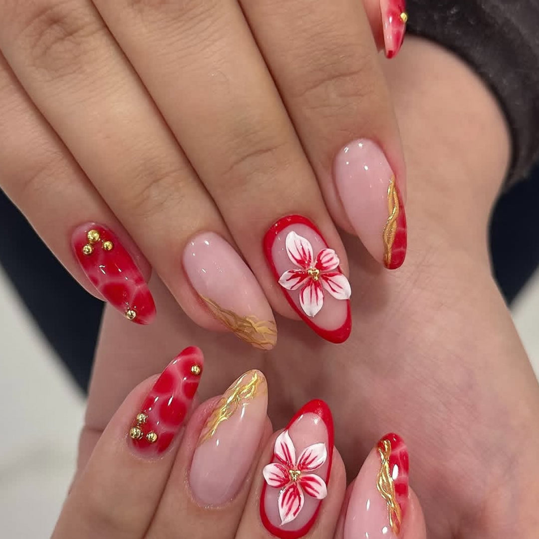 Floral Acrylic Nail Art Extensions Kalsten