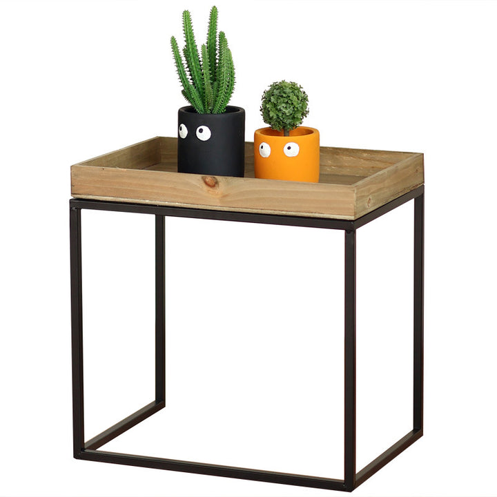 Modern side table with protected wooden tray Kalsten