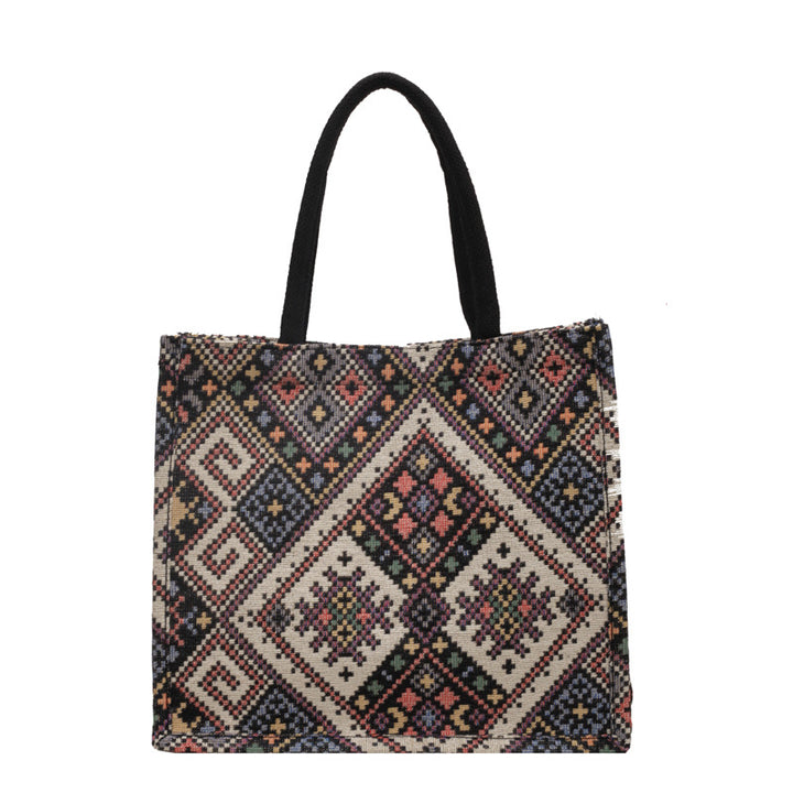 Ethnic Print Canvas Tote Bag