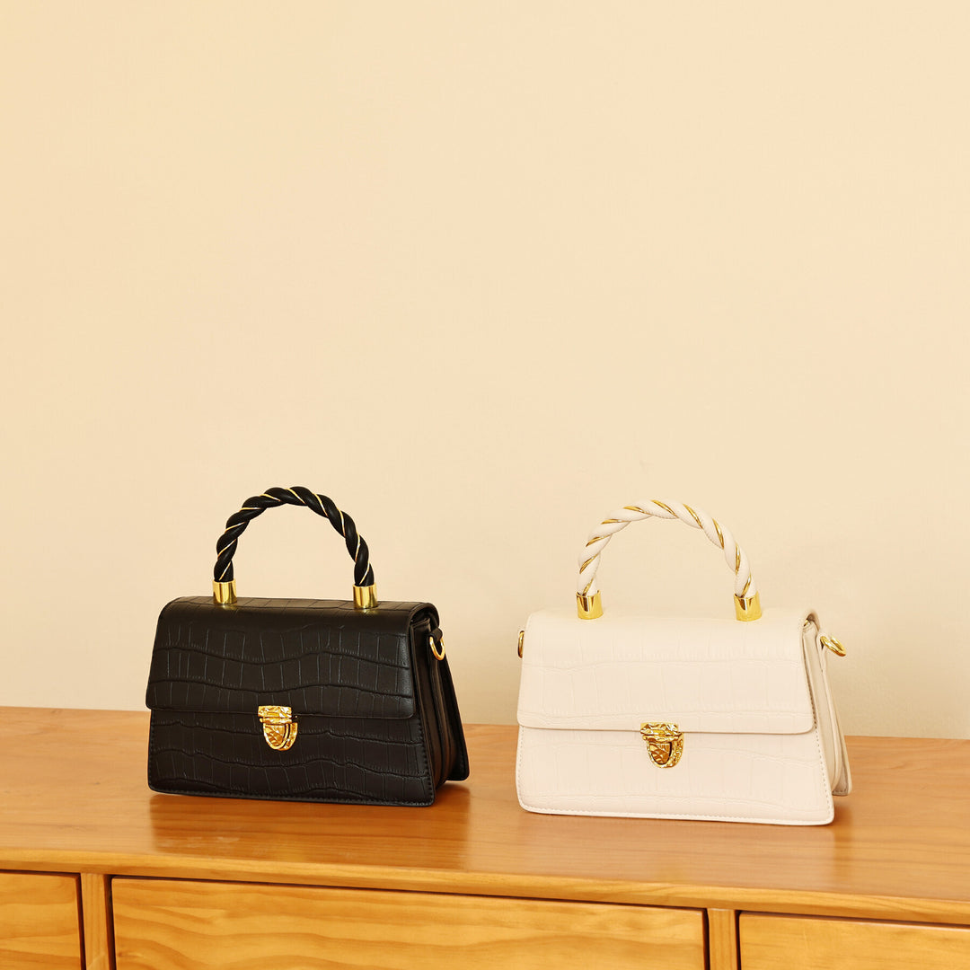 Crocodile Patterned Leather Handbag