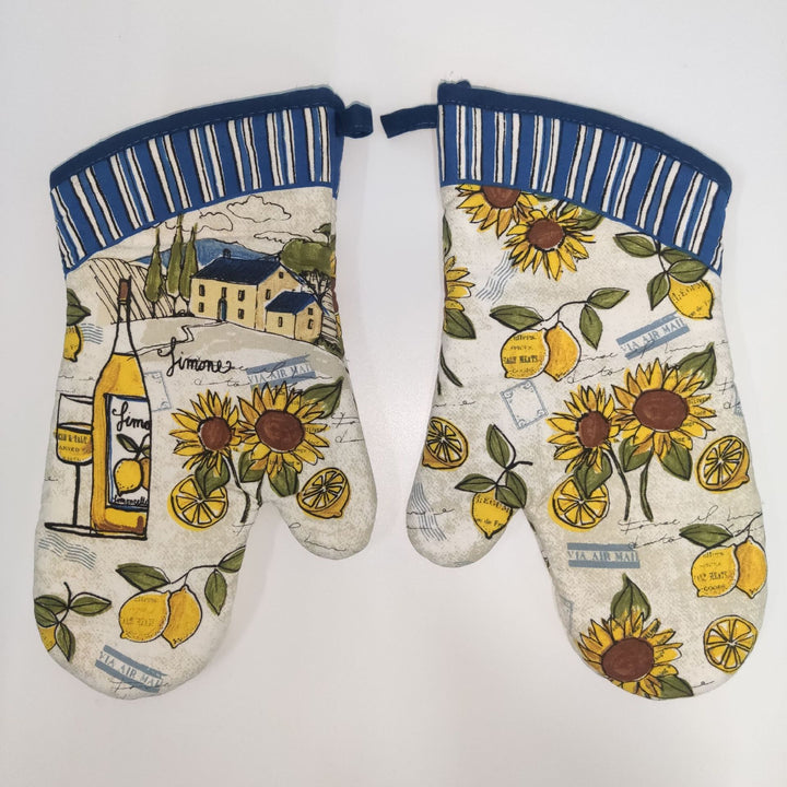 Insulated Double Oven Mitt Pair With Quilted Heat-Resistant Lining And Hanging Loop
