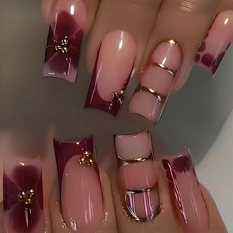 Artificial nail set with elegant gradient and delicate decorations Kalsten