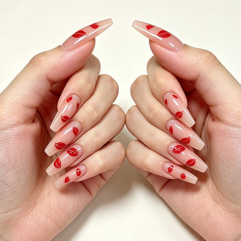 Glossy Almond-Shaped Nail Art Enhancements Kalsten