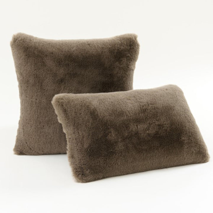 Plush Faux Fur Square and Lumbar Decorative Pillow Set with Soft Microfiber Backing