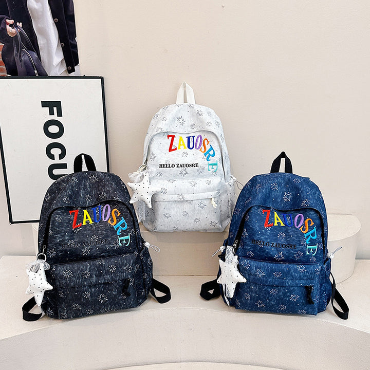 Stylish Star-Embellished Corduroy Backpack Kalsten