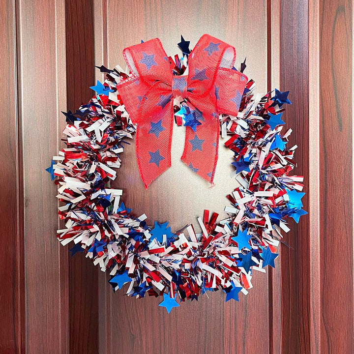 Unisex decorative door wreath with star confetti and large bow Kalsten