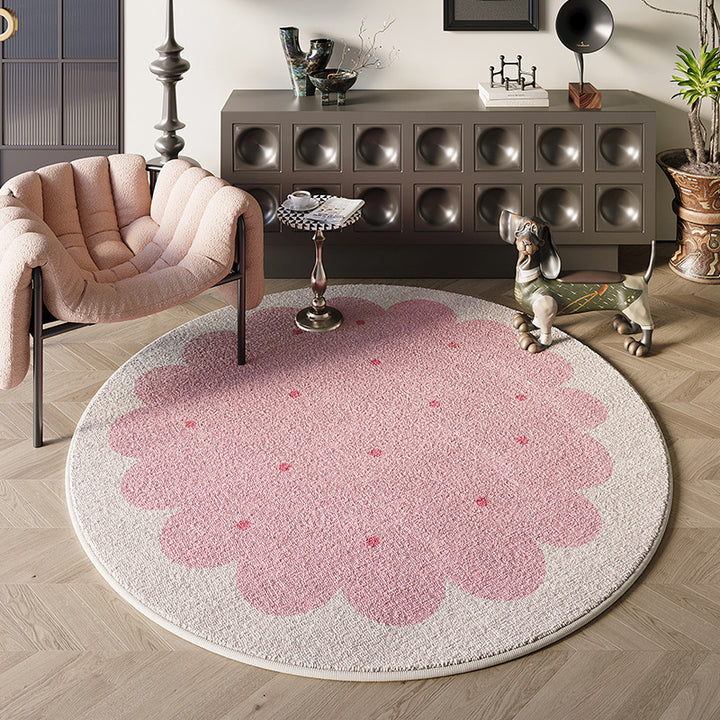 Floral-Themed Round Area Rug