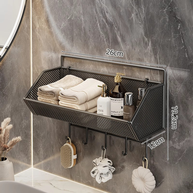 Wall-Mounted Mesh Bathroom Organizer Shelf