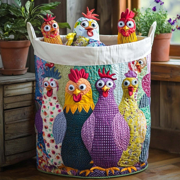 Quilted Decorative Laundry Storage Basket With Rope Handles Collapsible Fabric Organizer