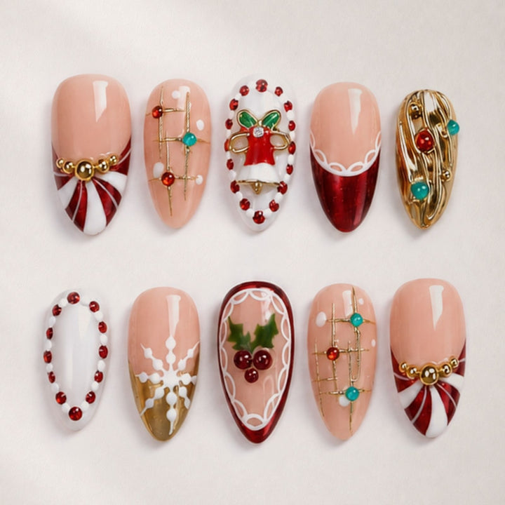 Festive artificial nails with Christmas motifs Kalsten
