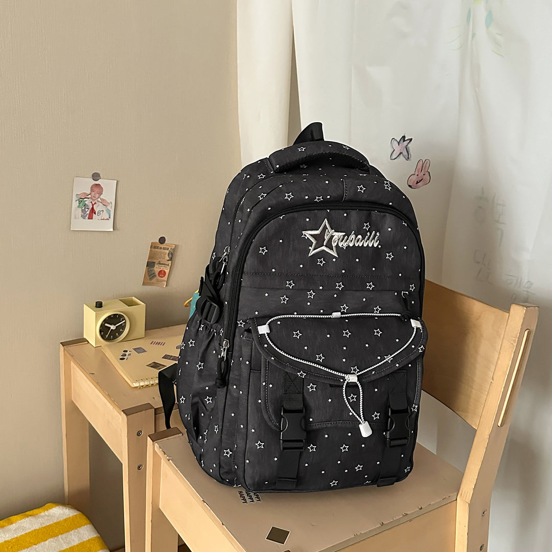 Star-Embellished Casual School Backpack Kalsten