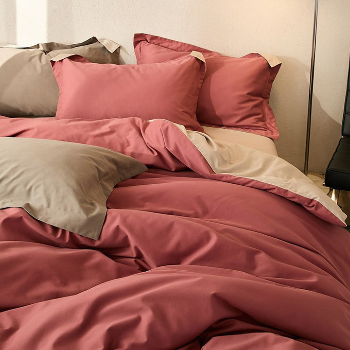 Bedding set made of premium cotton blend fabric reversible design with hidden zipper