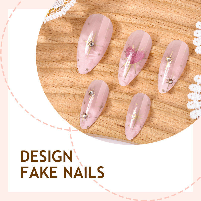 Art nail set with romantic leaf and flower accents Kalsten