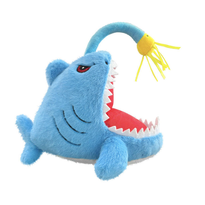 Plush Shark Toy with Dangling Angler Lure and Soft Embroidered Teeth Kalsten