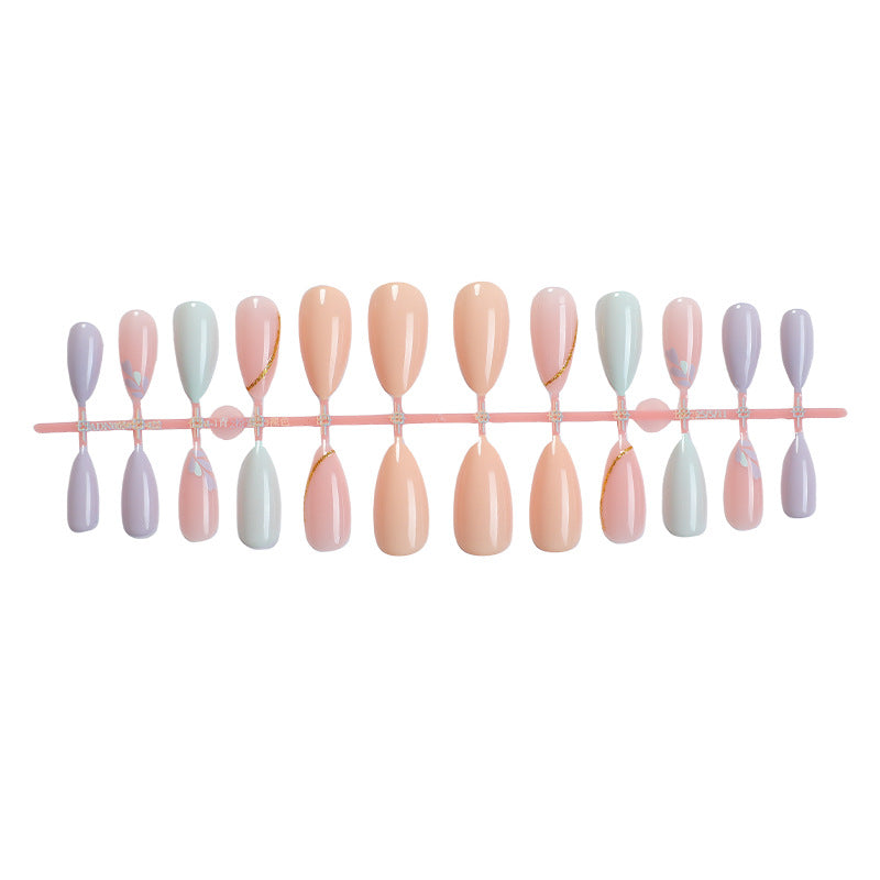 Artistic Press-On Nail Set with Gold Accent Designs kalsten